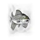 trout with landscape tattoo design idea