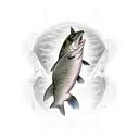 trout with landscape tattoo design idea