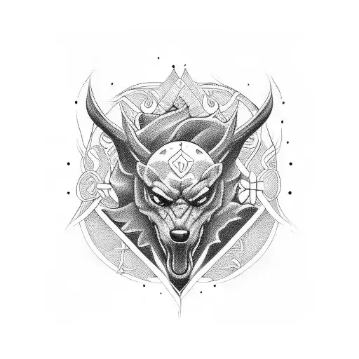 lucky and power tattoo design idea