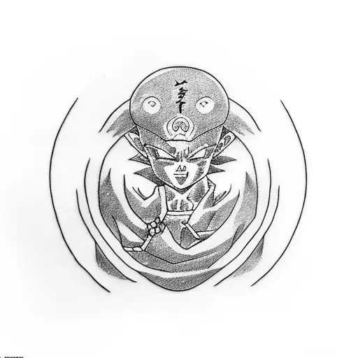 Dragon Ball Z character in a traditional Japanese dragon style tattoo design idea