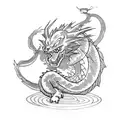 Dragon Ball Z character in a traditional Japanese dragon style tattoo design idea