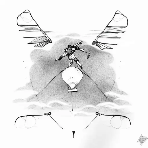 A minimalist tattoo of a paraglider soaring through the sky tattoo design idea