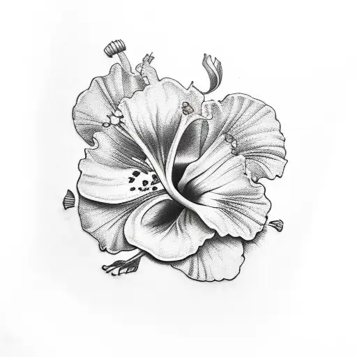 hand, skull, hibiscus tattoo design idea