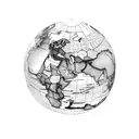 A map of the world with landmarks from different fantasy realms tattoo design idea