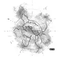 A map of the world with landmarks from different fantasy realms tattoo design idea