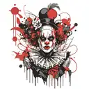 gothic clown woman from the front tattoo design idea