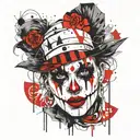 gothic clown woman from the front tattoo design idea