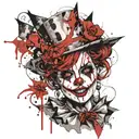 gothic clown woman from the front tattoo design idea