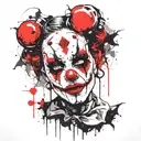 gothic clown woman from the front tattoo design idea