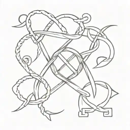 tattoo to symbolize 3 links (sisters), with 3 different symbols, not too big tattoo design idea