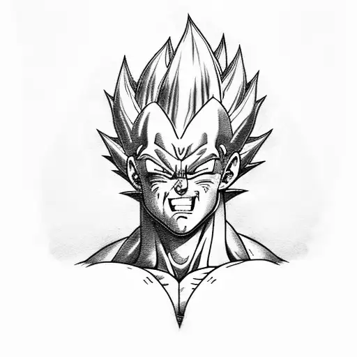majin vegeta sonriendo tattoo design idea