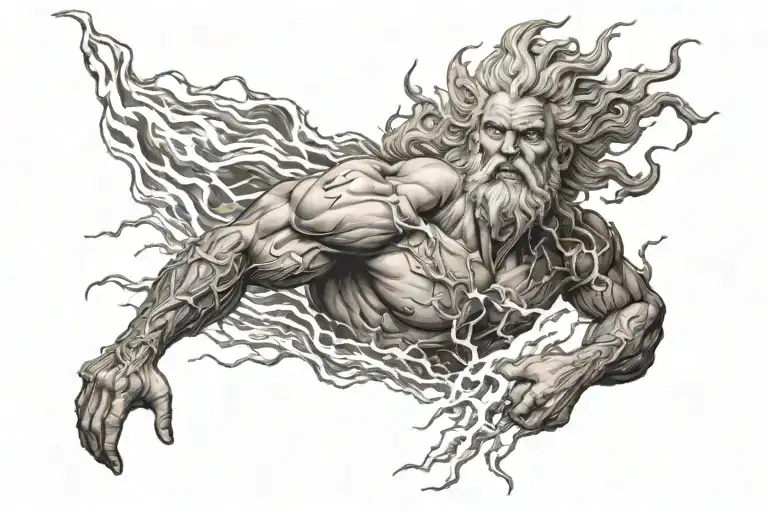blood zeus lightning tattoo design idea