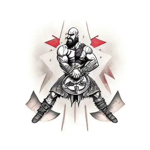 símbolo do jogo god of war com a marca vermelha de Kratos  tattoo design idea