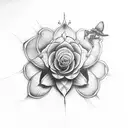 una flor con una mantis religiosa agresiva adentro tattoo design idea