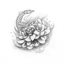 una flor con una mantis religiosa agresiva adentro tattoo design idea