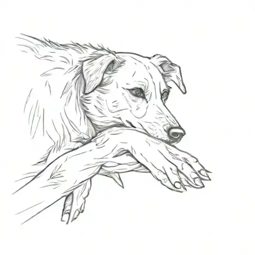 I like how my dog hold his paws in my arm. tattoo design idea