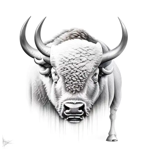 realistic free buffalo  tattoo design idea