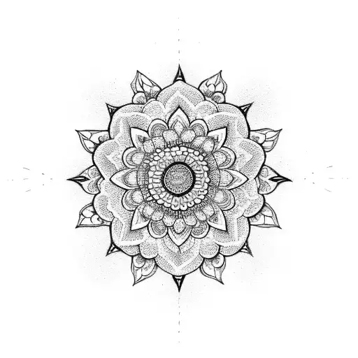 mandala with flowers tall back piece tattoo design idea