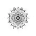 mandala with flowers tall back piece tattoo design idea