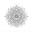 mandala with flowers tall back piece tattoo design idea