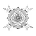 mandala with flowers tall back piece tattoo design idea