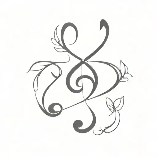 A minimalist tattoo of a music note intertwined with fairy wings tattoo design idea