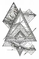 arrow with Himalayan mountains and Brecon beacons. inside the arrow head is the eye from a stupa in Nepal tattoo design idea