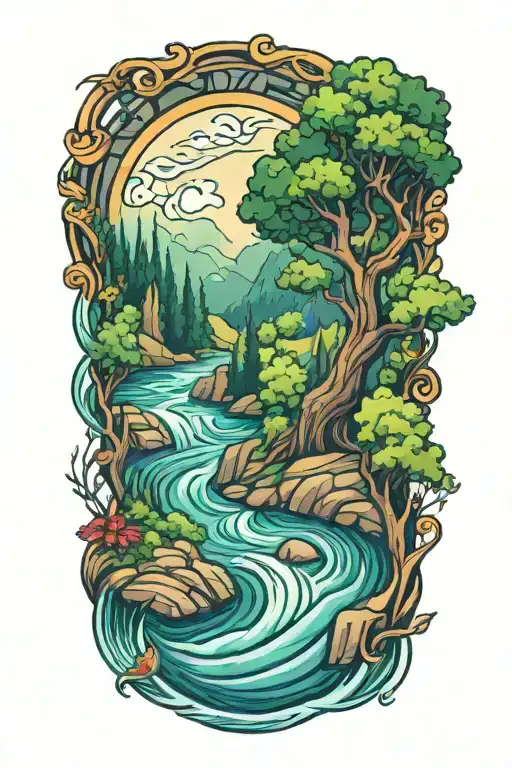 river flowing tattoo design idea