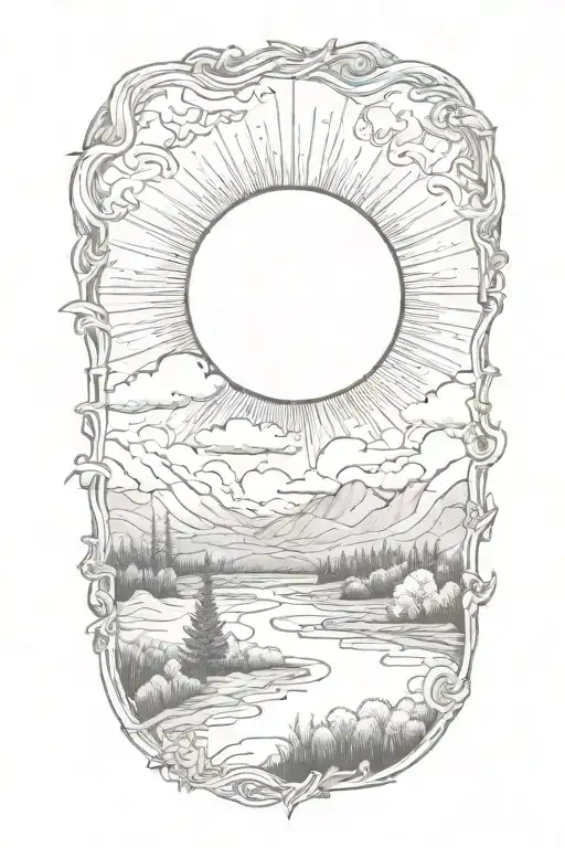 I need a landscape with the sun in it.  tattoo design idea