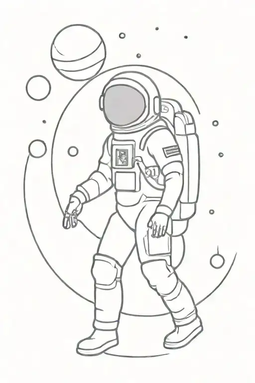 astronaut and planets  tattoo design idea