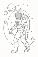 astronaut and planets  tattoo design idea