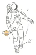 astronaut and planets  tattoo design idea