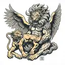 samson wrestling the lion with the help of the angels tattoo design idea