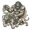 samson wrestling the lion with the help of the angels tattoo design idea