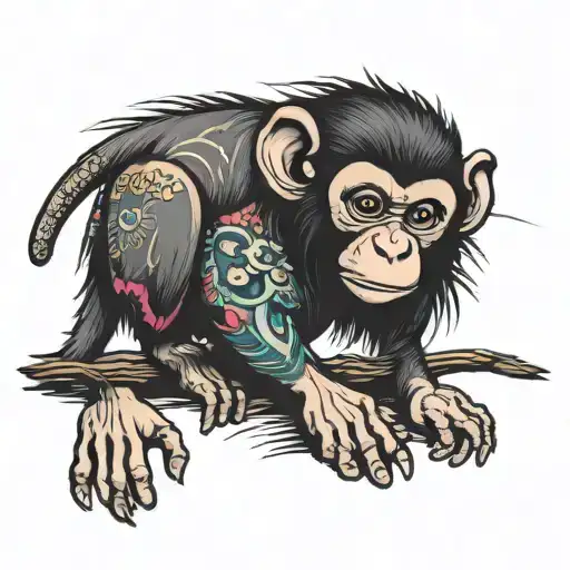 monkey and rat tattoo design idea