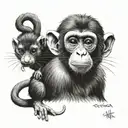 monkey and rat tattoo design idea