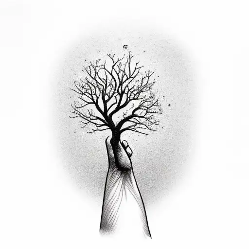A tree growing from a father's hand, symbolizing growth and strength tattoo design idea