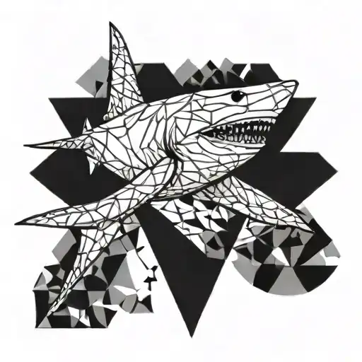 geometric shark tattoo design idea