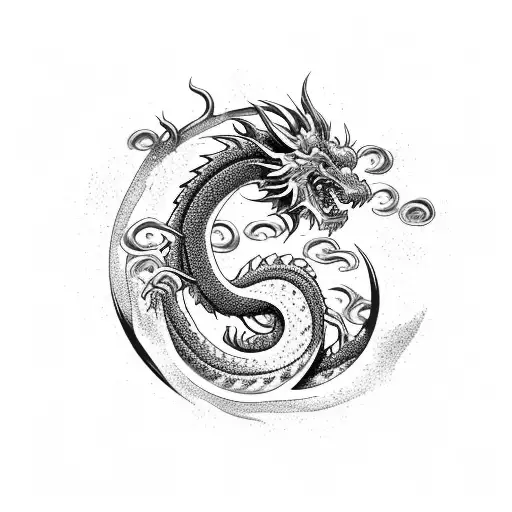 Combine the Japanese Dragon with elements of nature, such as blooming cherry blossoms or swirling waves. tattoo design idea