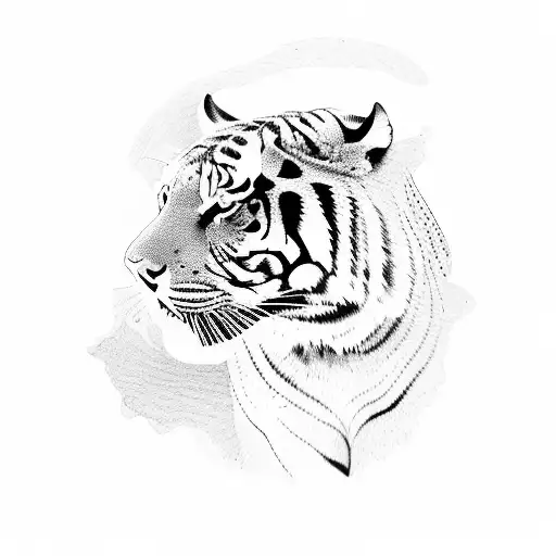 tiger walking tattoo design idea