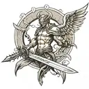 arch angel with sword devil  tattoo design idea