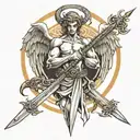 arch angel with sword devil  tattoo design idea