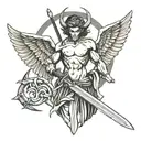 arch angel with sword devil  tattoo design idea
