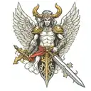 arch angel with sword devil  tattoo design idea