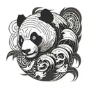 evil panda surounded by dark matter tattoo design idea