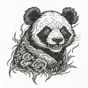 evil panda surounded by dark thunder tattoo design idea