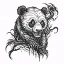 evil panda surounded by dark thunder tattoo design idea
