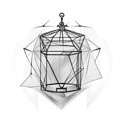 a bird in an open cage tattoo design idea