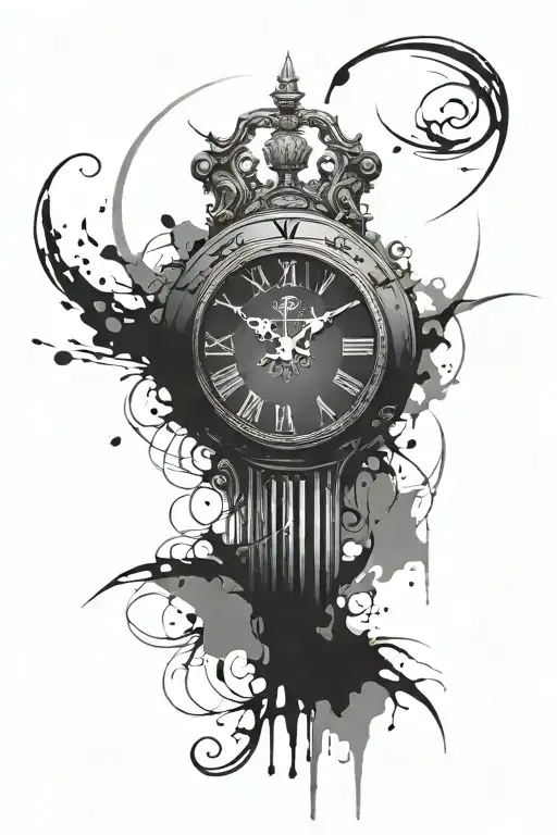 broken clock roman numeral tattoo design idea