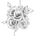 A bell tower surrounded by blooming flowers tattoo design idea